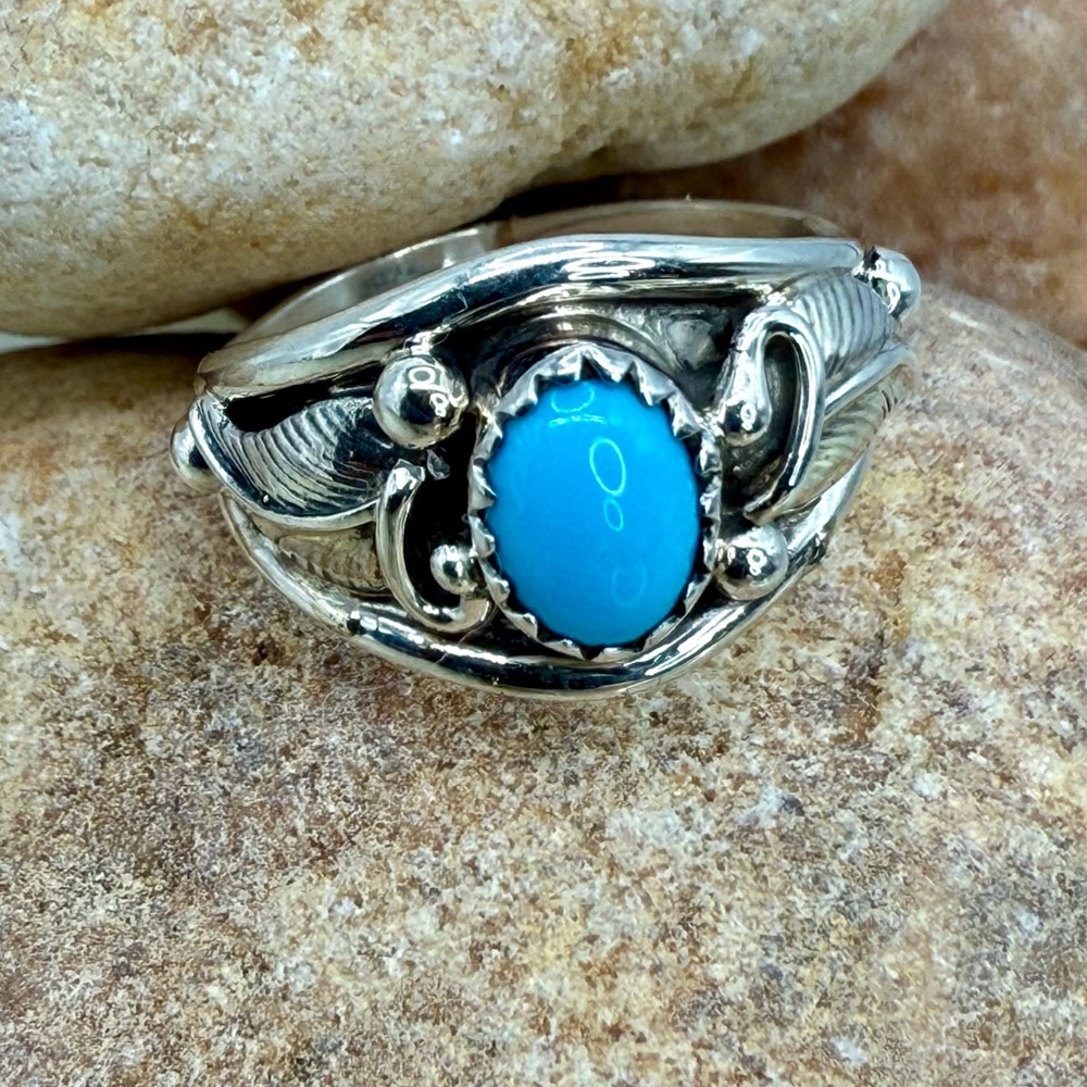 Navajo Sterling Silver Sleeping Beauty Turquoise Ring Mark Barney NWT Sz 6 –3.0g